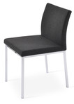 Aria Metal Dining Chair in charcoal wool upholstery w/ chrome base by sohoConcept