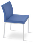 Aria Metal Dining Chair in sky blue camira upholstery w/ chrome base by sohoConcept