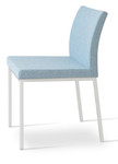 Aria Metal Dining Chair in smoke blue camira upholstery w/ chrome base by sohoConcept