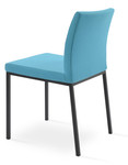 Aria Metal Dining Chair in turquoise camira wool upholstery w/ black painted base by sohoConcept