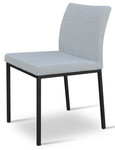 Aria Metal Dining Chair in silver camira wool upholstery w/ black powder base by sohoConcept