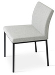 Aria Metal Dining Chair in silver camira wool upholstery w/ black powder base by sohoConcept