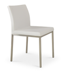 Aria Metal Dining Chair in white ppm upholstery w/ stainless steel base by sohoConcept