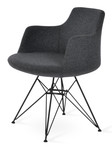 Dervish Tower Dining Chair, Black Powder Base, Dark Grey Camira Wool by sohoConcept