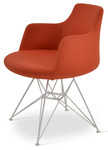 Dervish Tower Dining Chair, White Powder Base, Orange Camira Wool by sohoConcept