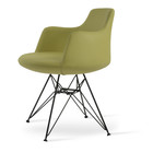 Dervish Tower Dining Chair, Black Powder Base, Green Leatherette by sohoConcept