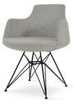 Dervish Tower Dining Chair, Black Powder Base, Silver Camira Wool by sohoConcept