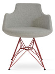 Dervish Tower Dining Chair, Red Powder Base, Silver Camira Wool by sohoConcept