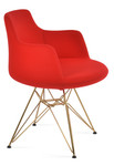 Dervish Tower Dining Chair, Gold Base, Candy Apple Red Camira Wool by sohoConcept