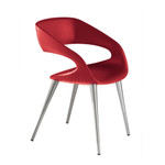 Shape Dining Chair (Red Seat, Aluminum Legs) by Bellini Modern Living