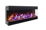 Tru-View Bespoke 75" 3-Sided Electric Fireplace w/ Drift Orange & Yellow Design Media by Amantii
