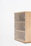 Quando Office Cabinet w/ Glass Doors - Q35W in Natural Oak by MDD Office Furniture