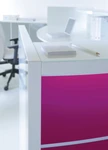 Valde Reception Desk close up of HPL Front without  ending storage unit by MDD Office Furniture