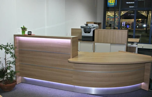 Valde LAV88L Curved Reception Desk w/ Left Countertop (ADA Compliant) - 112" by MDD Office Furniture