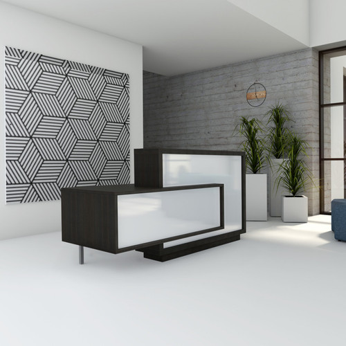 Foro Reception Desk LF11 in chestnut & white pastel finish by MDD Office Furniture