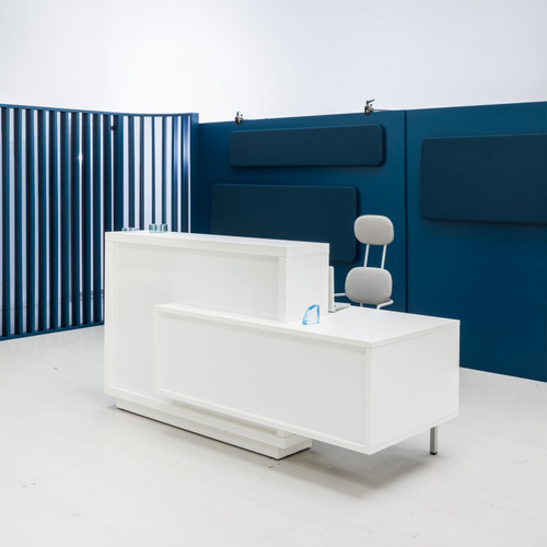 Foro Reception Desk LF10 in white high gloss front & white pastel finish by MDD Office Furniture