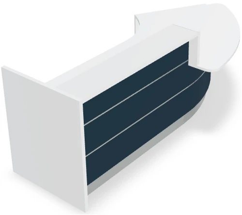Valde LAV91L Curved Reception Desk w/ Right Countertop (ADA Compliant) - 123" by MDD Office Furniture