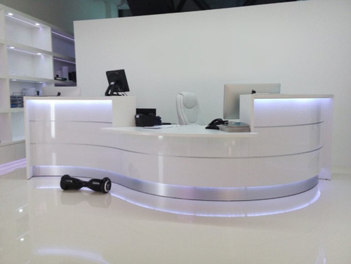 Valde LAV35L Curved Reception Desk w/ Countertop (ADA Compliant) - 165" by MDD Office Furniture