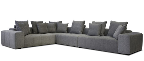 Mallow 4 PC Sectional Sofa (Smoke Grey Chenille) by Mobital