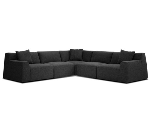Scoop Sectional 5-Piece (Peppercorn Chenille) by Mobital Lifestyle