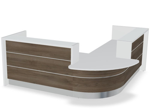 Valde Reception Desk LAV105L Front View (Dark Walnut) by MDD Office Furniture
