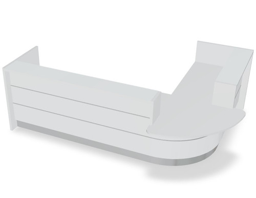 Valde Reception Desk LAV107L Front View (White High Gloss) by MDD Office Furniture