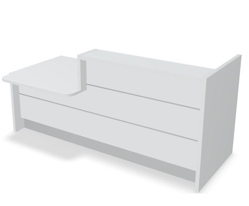 Valde Reception Desk LAV20L Front View (White High Gloss) by MDD Office Furniture