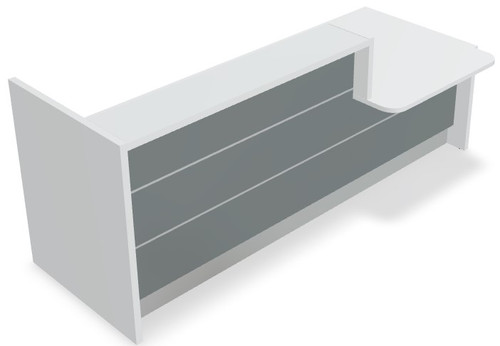 Valde Reception Desk LAV21L Front View (Grey High Gloss) by MDD Office Furniture