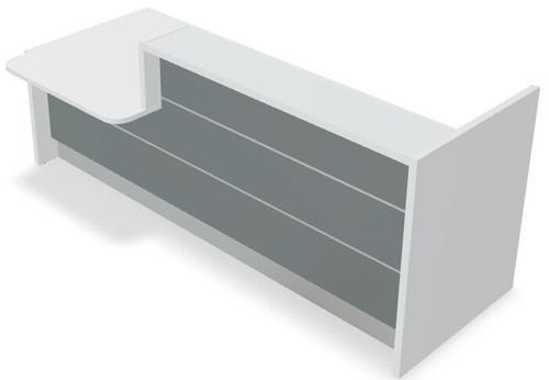 Valde Reception Desk LAV22L Front View (Grey High Gloss) by MDD Office Furniture