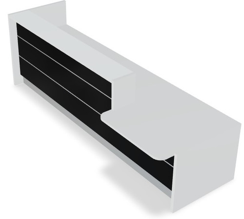 Valde Reception Desk LAV23L Front View (Black High Gloss) by MDD Office Furniture