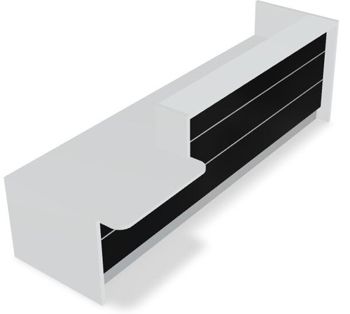 Valde Reception Desk LAV24L Front View (Black High Gloss) by MDD Office Furniture
