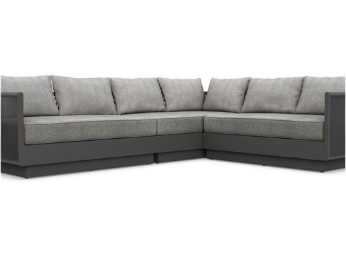Porto Rope 3-PC Sectional Sofa - Fog Cushion by Azzurro Living