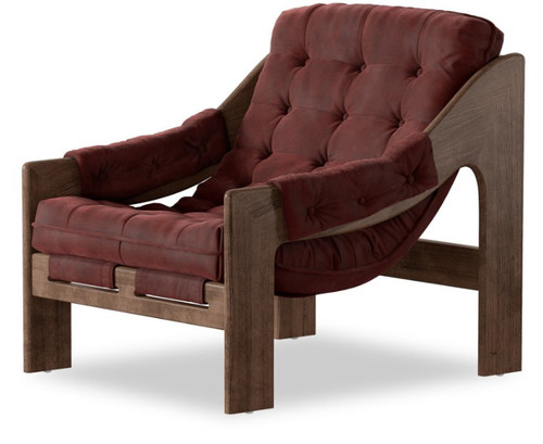 Halston Tufted Sling Chair - Nubuck Burgundy Leather by Four Hands