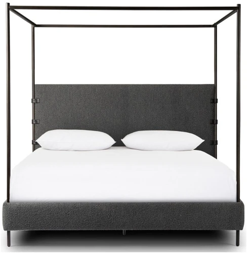 Anderson Canopy King Platform Bed - Knoll Charcoal Performance Fabric by Four Hands