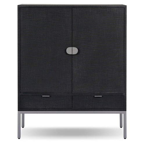 Cressida Bar Cabinet - Black Linen by Four Hands
