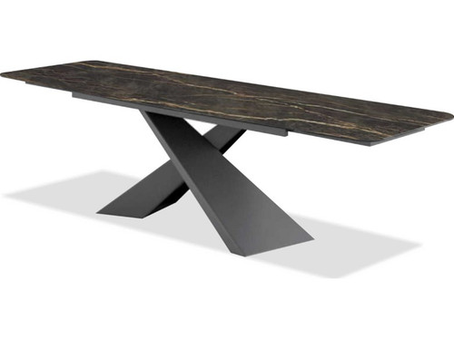 Century Double Extension Dining Table - Noir Desir by Mobital
