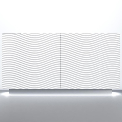 Wave 4 Door Sideboard - Silver Matt by ESF Furniture