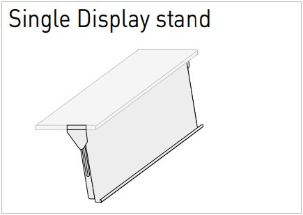 Single display stand: Steel sheet with double panel thickness 1/4” with dimensions 17 1/4” x 12 1/4” with a top steel frame in the shape of an ‘H’ and steel width 1/4”. You must always use it with metal top shelf