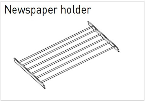 Newspaper holder: Consists of side brackets 1/4” thickness and steel tubes of 1/2” by Actiu