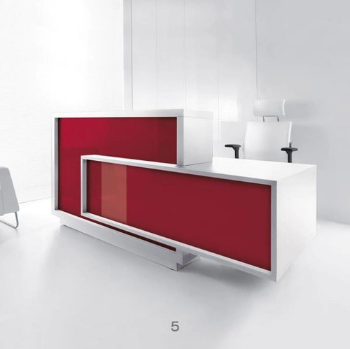 Foro Reception Desk LF10, LF11 in high gloss burgundy & white pastel finish by MDD Office Furniture