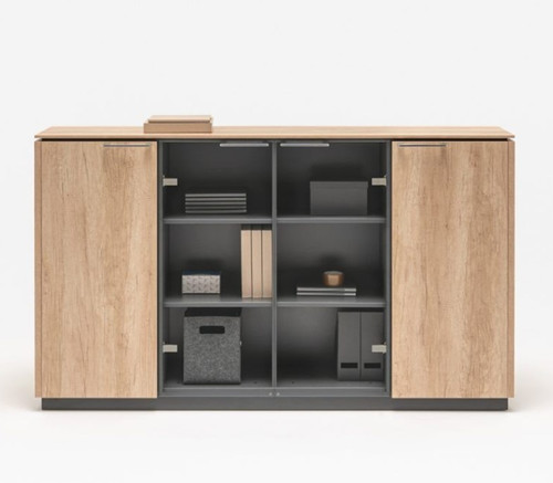 Status Glass Door Storage X3567 (Natural Oak) by MDD Office Furniture