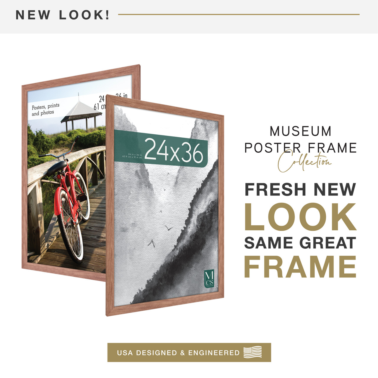MCS Museum 24x36 Poster Frame, Medium Oak