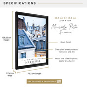 MCS Marseille 27x40 Movie Poster Frame, Black Photo Frame for Wall-Mounted Vertical or Horizontal Display