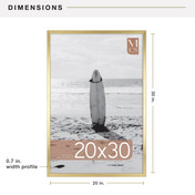 MCS Foundation 20x30 Poster Frame, Traditional Brass Photo Frame for Wall-Mounted Vertical or Horizontal Display
