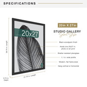 MCS Studio Gallery 20x27 Poster Frame, Black Woodgrain Photo Frame for Wall-Mounted Vertical or Horizontal Display
