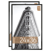 MCS Trendsetter 24x36 Poster Frame 2-Pack, Black High-Gloss Photo Frame for Wall-Mounted Vertical or Horizontal Display