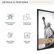 MCS Trendsetter 20x30 Poster Frame 2-Pack, Black High-Gloss Photo Frame for Wall-Mounted Vertical or Horizontal Display