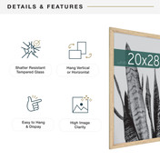 MCS Studio Gallery 20x28 Poster Frame, Natural Woodgrain Photo Frame for Wall-Mounted Vertical or Horizontal Display
