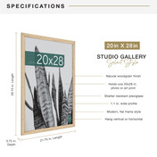 MCS Studio Gallery 20x28 Poster Frame, Natural Woodgrain Photo Frame for Wall-Mounted Vertical or Horizontal Display