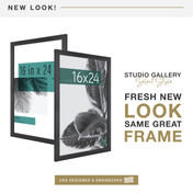 MCS Studio Gallery 16x24 Poster Frame 2-Pack, Black Woodgrain Photo Frame for Wall-Mounted Vertical or Horizontal Display